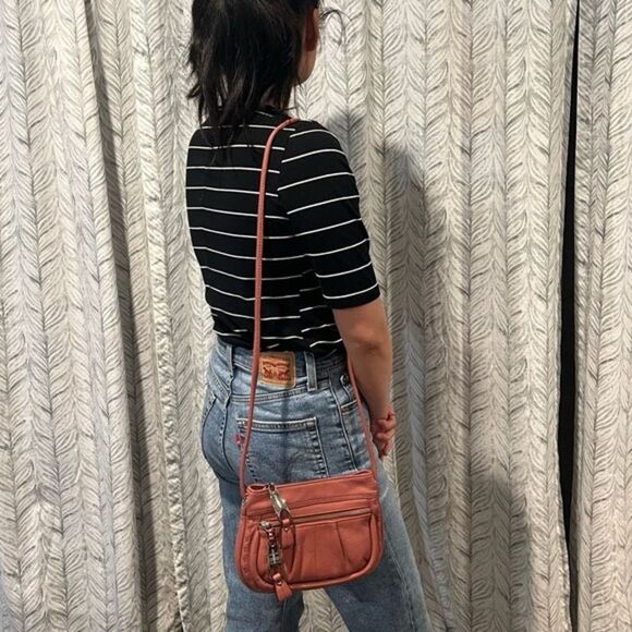 B. Makowsky Crossbody Bag Leather Mauve Pink - Picture 10 of 10